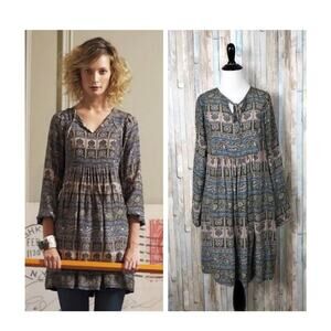 NWOT Anthropologie Sunner S Silk Boho Chic Floral Peasant Dress